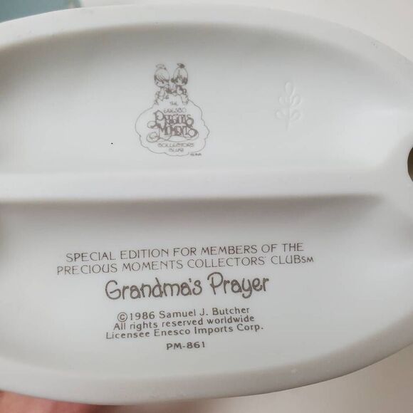 Precious Moments Grandma's Prayer, 1986 Members Only figurine Olive Branch - Picture 8 of 8